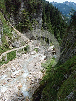 Famous silberkarklamm gorge with klettersteig in austria