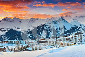 Famous ski resort in the Alps,Les Sybelles,France,Europe