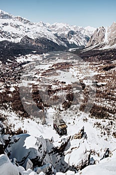 Skiing Faloria in Cortina D`Ampezzo in Winter photo
