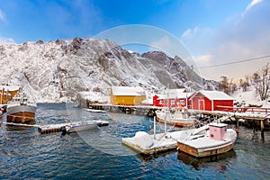 Famous small fishing village of Nusfjord, Lofoten islands, Norway