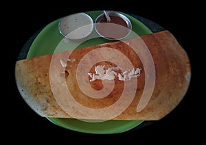 Famous South Indian Food Butter Masala Dosa With Sambar And