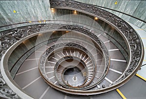 The famous spiral stairs inside the Vatican Museum