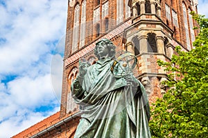 Famous statue of astronomer a Mikolaj Kopernik in Torun.