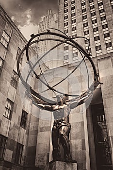 The famous Statue of Atlas holding the celestial spheres in New