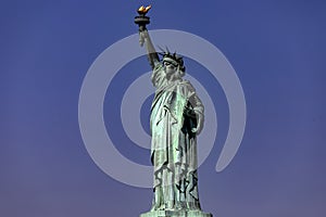 The famous Statue of Liberty, icon of New York and the Big Apple, symbol of the city of Manhattan.