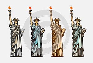 Famous statue of liberty. Symbol United States of America. Vector illustration
