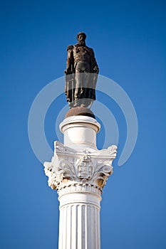 Famous statue of Pedro IV at Rossio Square