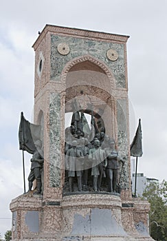 Famous Statue in Taxim Square, Istanbul honouring Turkish Heroes Mustafa Ataturk and Ismet Inonu