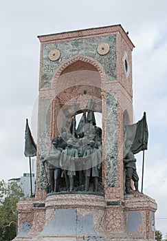 Famous Statue in Taxim Square, Istanbul honouring Turkish Heroes Mustafa Ataturk and Ismet Inonu