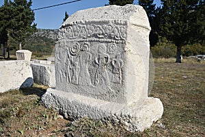 The famous stecci in Radimlja medieval necropolis