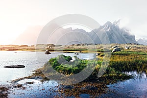 Famous Stokksnes mountains on Vestrahorn cape