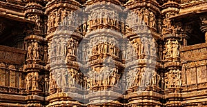 Famous stone carving sculptures of Khajuraho photo