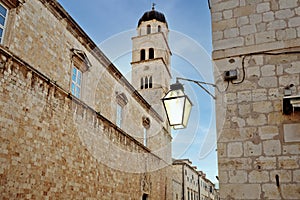 Famous Stradun street in Dubrovnik historic stone architecture view