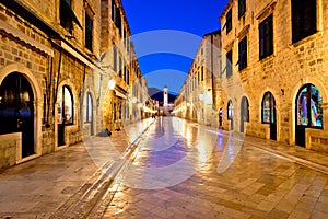 Famous Stradun street in Dubrovnik night view