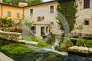 The famous streams of Rasiglia, also called the Venice of Umbria, Foligno, Umbria, Italy