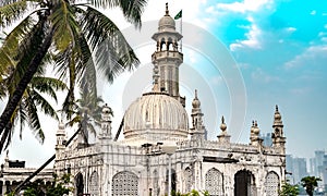 Famous Sufi Shrine of Pir Haji Ali Shah Bukhari known as Haji Ali Dargah. Made up of Marble in typical Indo-Islamic architecture,