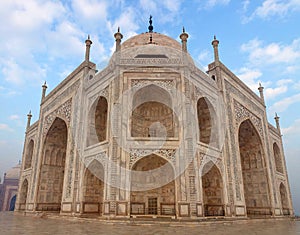 Famous Taj Mahal Mausoleum on sunrise in Agra, India