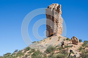 Famous tall rock formation the Vingerklip or Fingerklippe in Namibia, Southern Africa