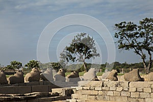 Famous Tamil Nadu landmark, UNESCO world heritage - Shore temple, world heritage site in Mahabalipuram,South India