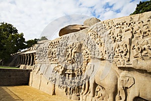 Famous Tamil Nadu landmark, UNESCO world heritage - Shore temple, world heritage site in Mahabalipuram,South India,
