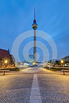 The famous Television Tower at the Alexanderplatz in Berlin