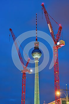 The famous Television Tower of Berlin at night