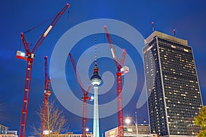 The famous Television Tower of Berlin at night