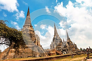 Famous temple area Wat Phra Si Sanphet, Former capital of Thailand in Ayutthaya