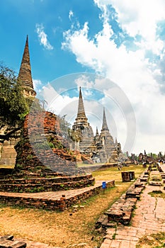 Famous temple area Wat Phra Si Sanphet, Former capital of Thailand in Ayutthaya