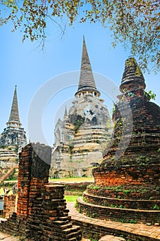 Famous temple area Wat Phra Si Sanphet, Former capital of Thailand in Ayutthaya