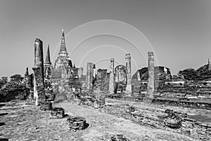 Famous temple area Wat Phra Si Sanphet in the Royal Palace in Ajutthaya