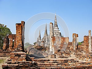 Famous temple area Wat Phra Si Sanphet in the Royal Palace in Ajutthaya