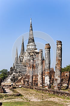 famous temple area Wat Phra Si Sanphet in the Royal Palace in Ajutthaya