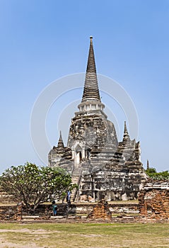 famous temple area Wat Phra Si Sanphet, Royal Palace in Ajutthaya