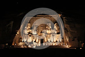 Famous temple of Ramesses II in Abu Simbel at night