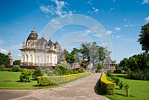 The famous temples of Khajuraho are a large group of medieval hi