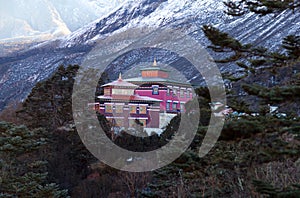 Famous Tengboche Buddhist monastery in Sagarmatha National Park, Nepal photo