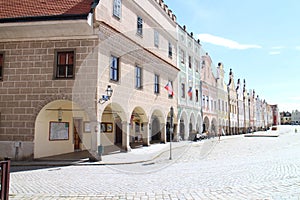 The famous 16th-century houses on the main square in TelÃÂ photo