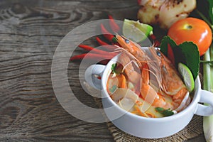 Famous thai cuisine tom yum goong soup