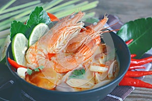 Famous thai cuisine tom yum goong soup.