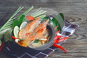 Famous thai cuisine tom yum goong soup.