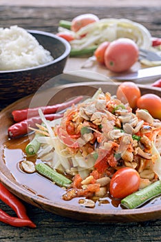 Famous Thai food, papaya salad ,somtum