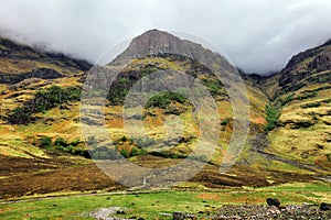 The famous Three Sisters mountains in Glencoe, Scottish Highlands