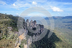 The famous Three Sisters rock formation in the Blue Mountains National Park close to Sydney, Australia.