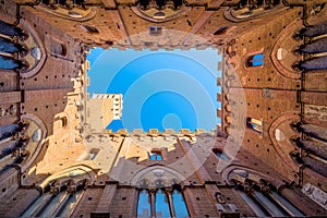 Famous Torre del Mangia in Siena, Italy