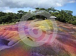 Famous tourist place of Mauritius- Chamarel - earth of seven colors