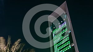 Famous towers buildings in Abu Dhabi night timelapse hyperlapse.