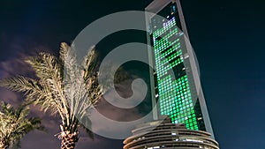 Famous towers buildings in Abu Dhabi night timelapse hyperlapse.