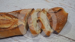 The famous traditional and authentic Artisan French bread, soft, crispy and crunchy. Also called Rustic French Baguette