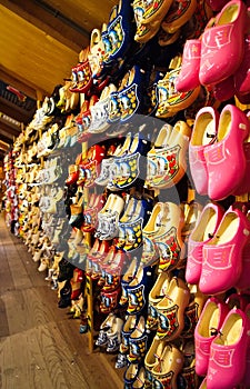 Famous traditional Dutch wooden clogs